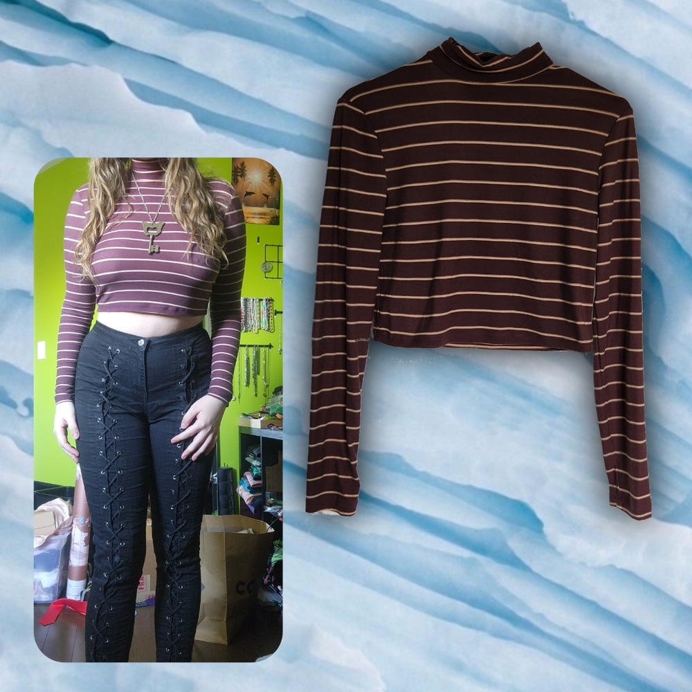 Burgundy Cropped Long Sleeve Top